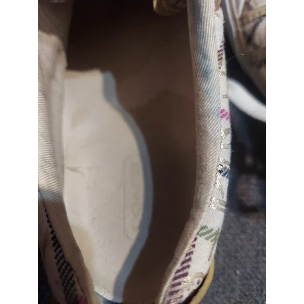 Coach Women's Size 8.5B Barrett Cream Gold Plaid Lace-Up Low Top Sneakers‎ Y2k